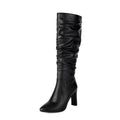 Botas lisas plisadas de caña alta para mujer - foto 3
