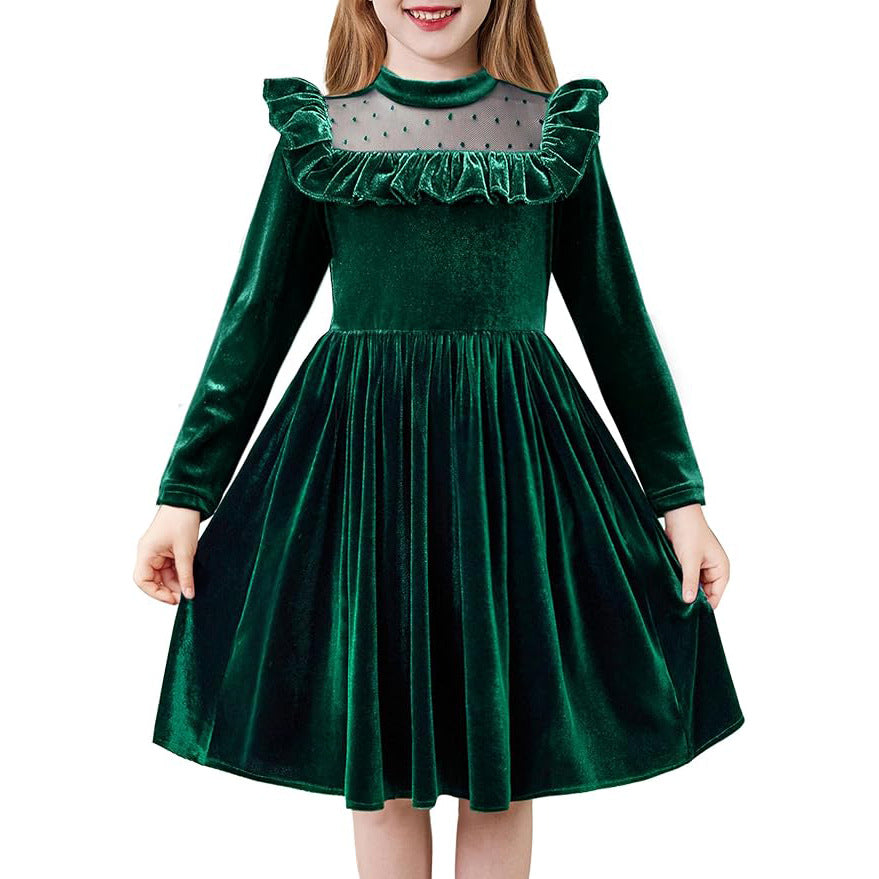 Ruffled Manga Larga Princesa-Estilo Christmas Vestido - foto 3