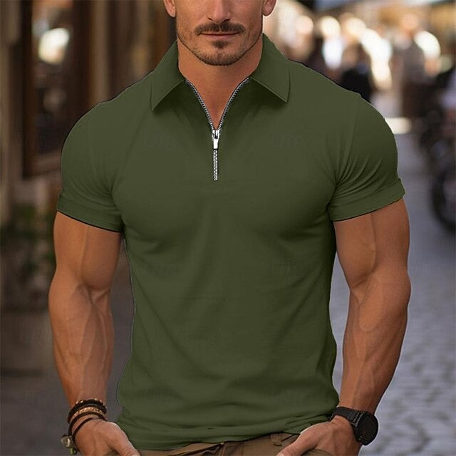 Camisa de verano estampada con cierre para hombre