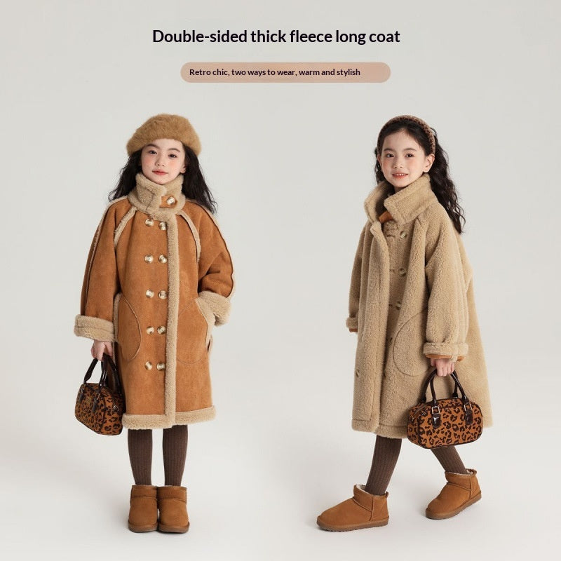 Invierno Forro Polar Thickened Reversible Mid-length Abrigo - foto 4