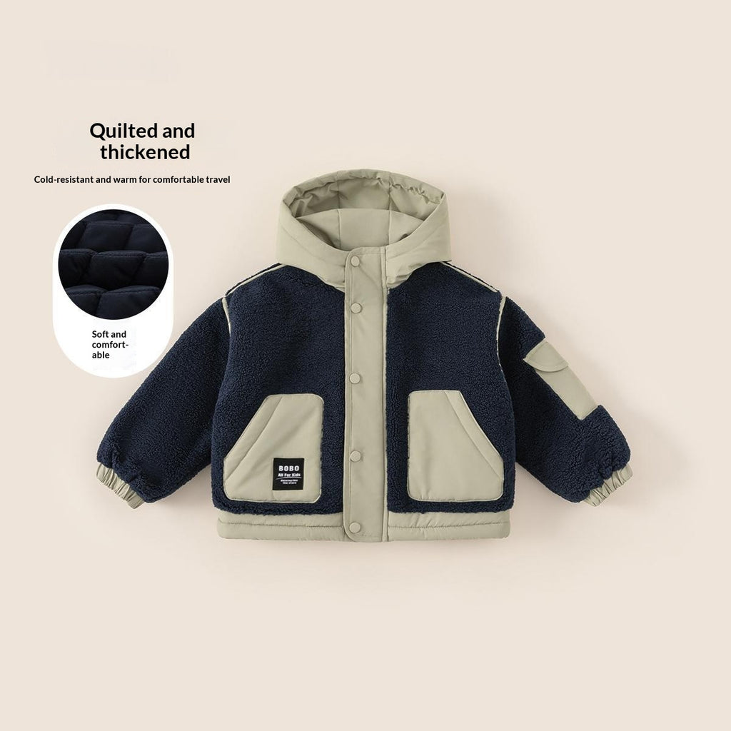 Niño Algodón-padded Abrigo con Color-block Design y A Peluche Hood - foto 3