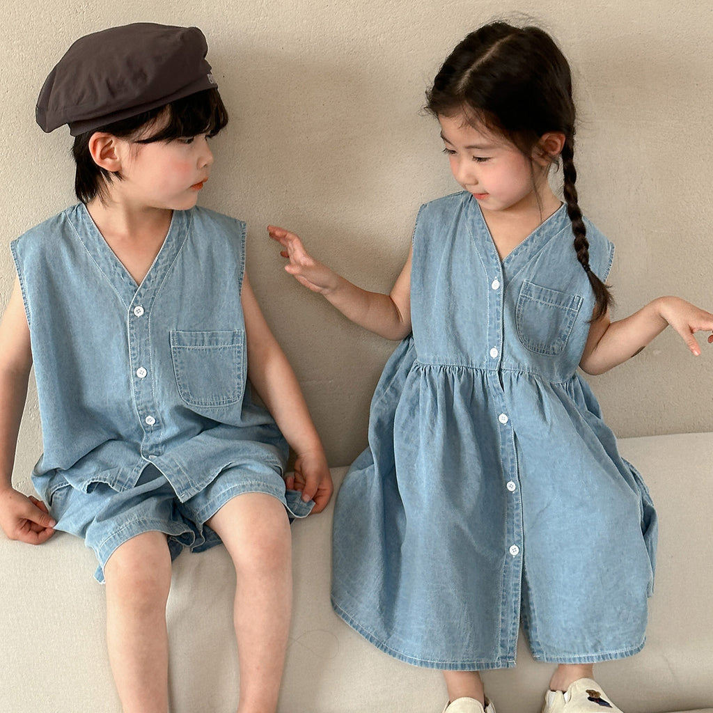 Verano Casual Chaleco y Shorts Conjunto Sibling Matching Conjunto - foto 2