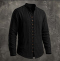 Camisa retro cuello mao manga larga holgada para hombre - foto 8