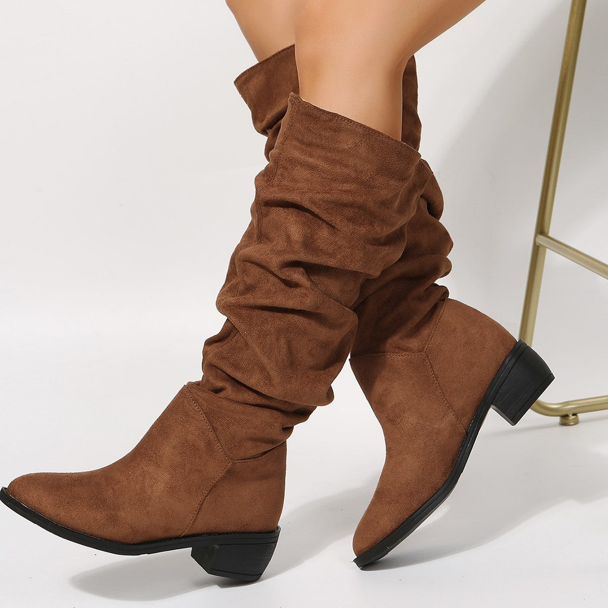 Mujer Nuevo Invierno Pleated Largo Botas - foto 2