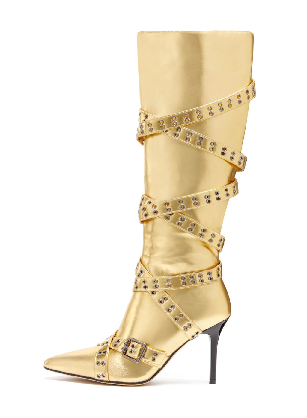 Tirantes-detail Pointed-toe Studded High-heeled Over-the-knee Botas para Mujer - foto 6