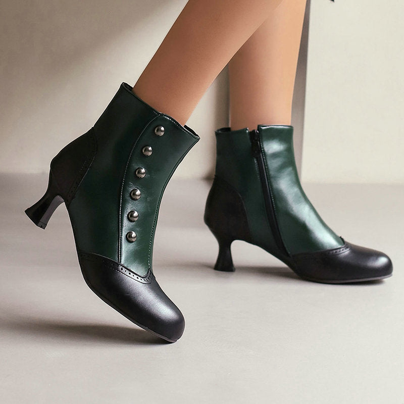 Mujer Studded, Color-blocked Block-heeled Botines - foto 7