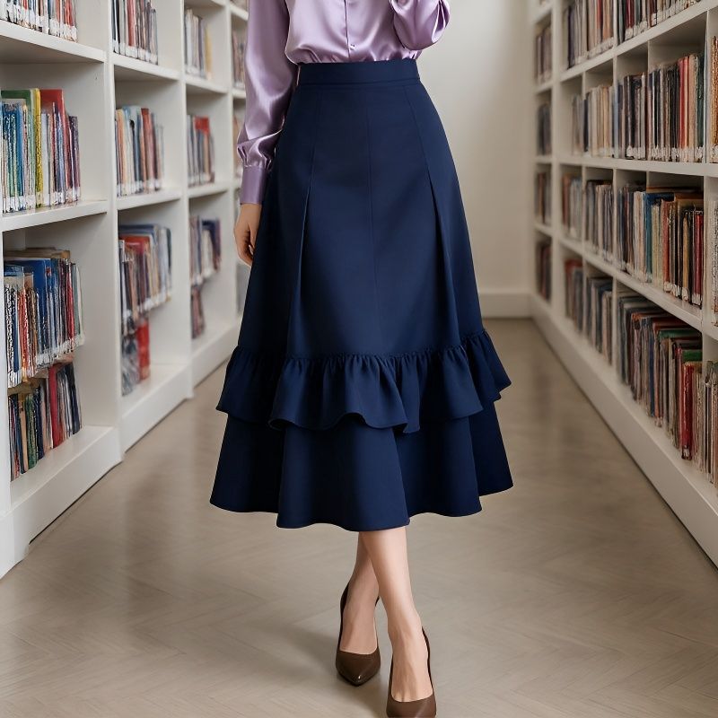 Falda de mujer lisa corte A elegante y estilizadora - foto 2