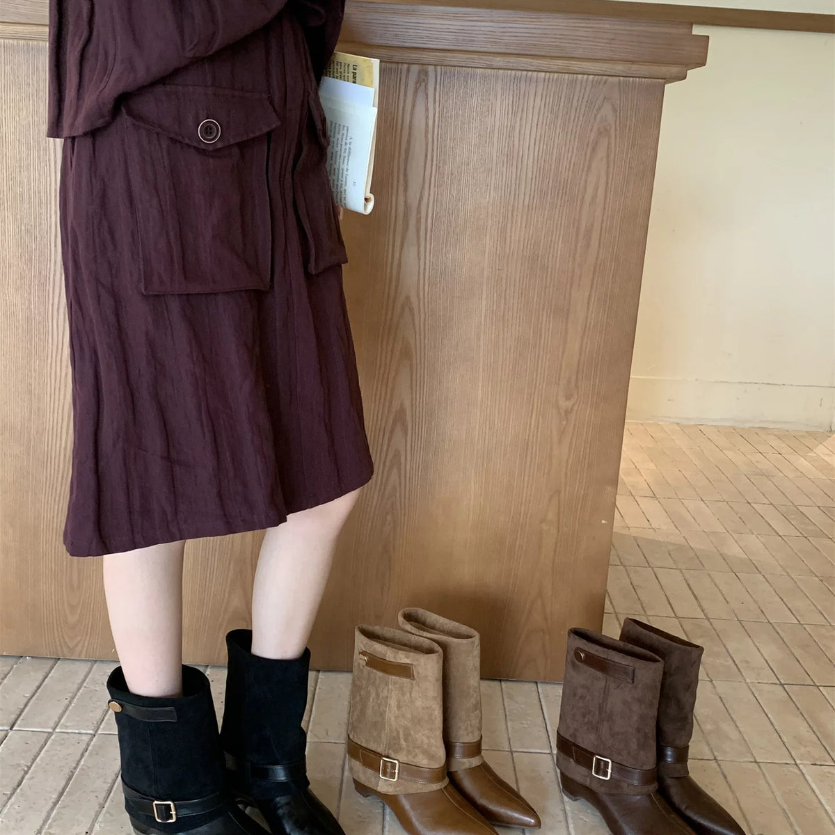 Mujer Retro Entallado Western Cowboy Botas - foto 4
