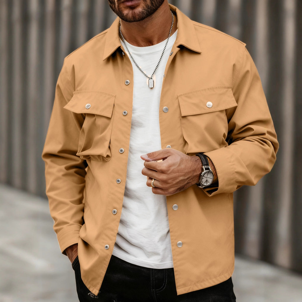 Hombre Multi-pocket Ropa de Trabajo Solapa Chaqueta