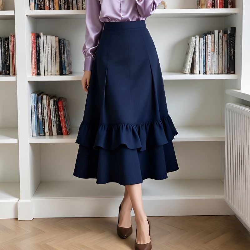 Falda de mujer lisa corte A elegante y estilizadora
