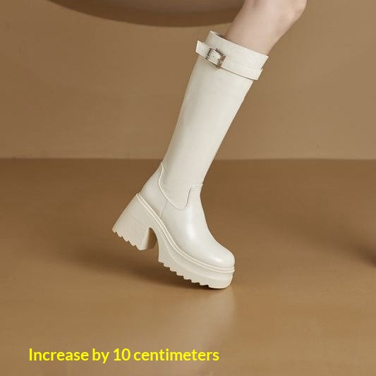 Mujer Suela Gruesa-heeled Tall Height-increasing Botas con Thick Soles - foto 6