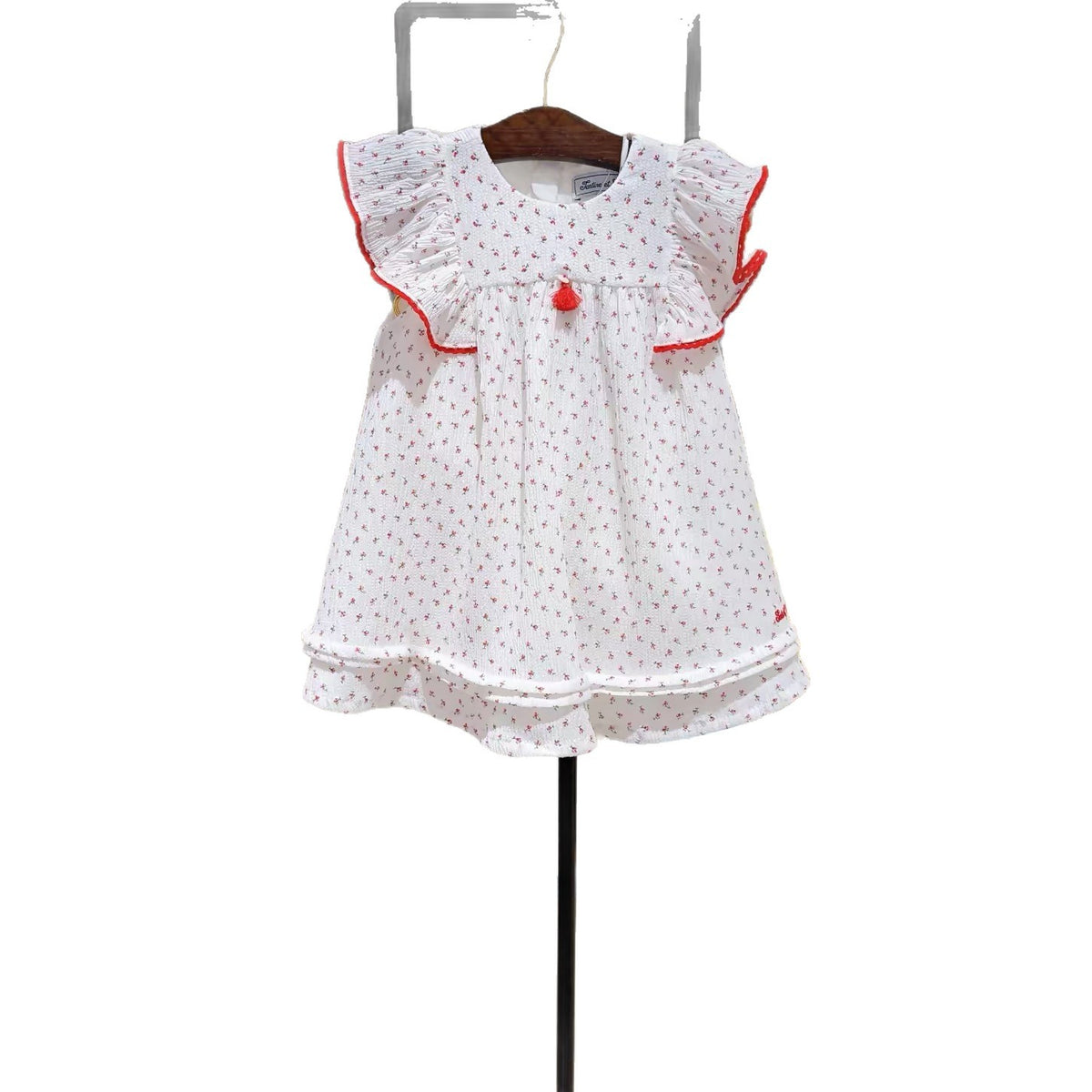 Verano Crinkled Chiffon Floral Vestido con Flutter Sleeves Safety Shorts