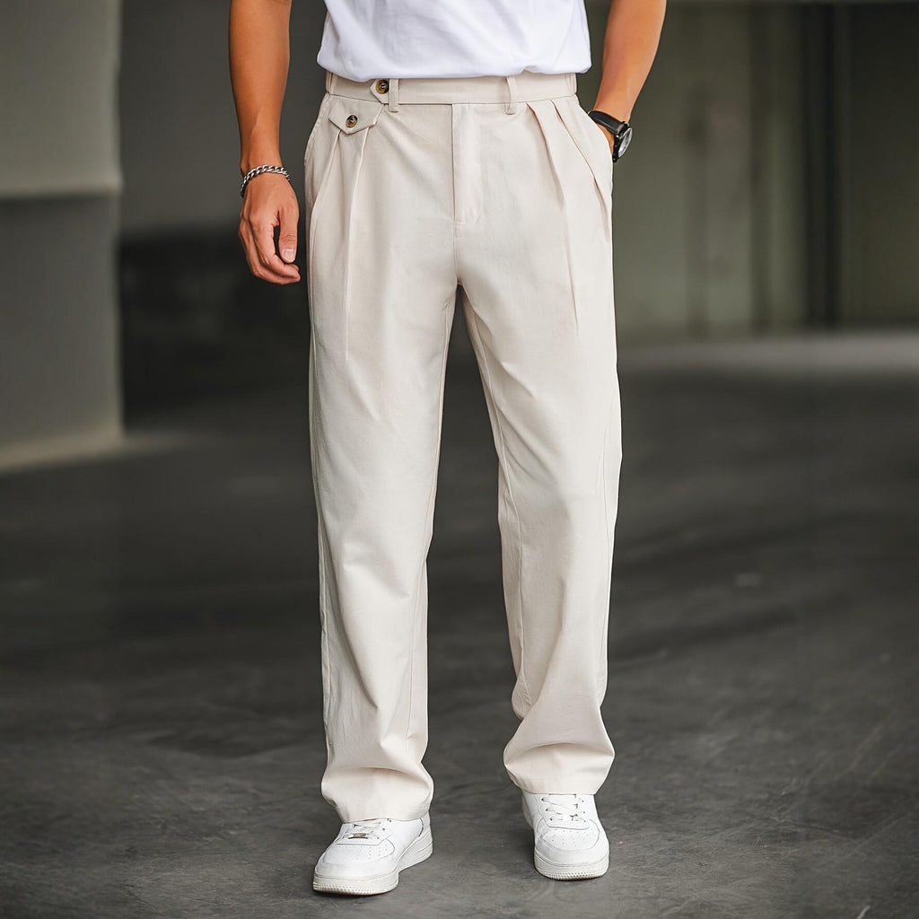 Pantalón holgado recto de lino con doble pinza - foto 3
