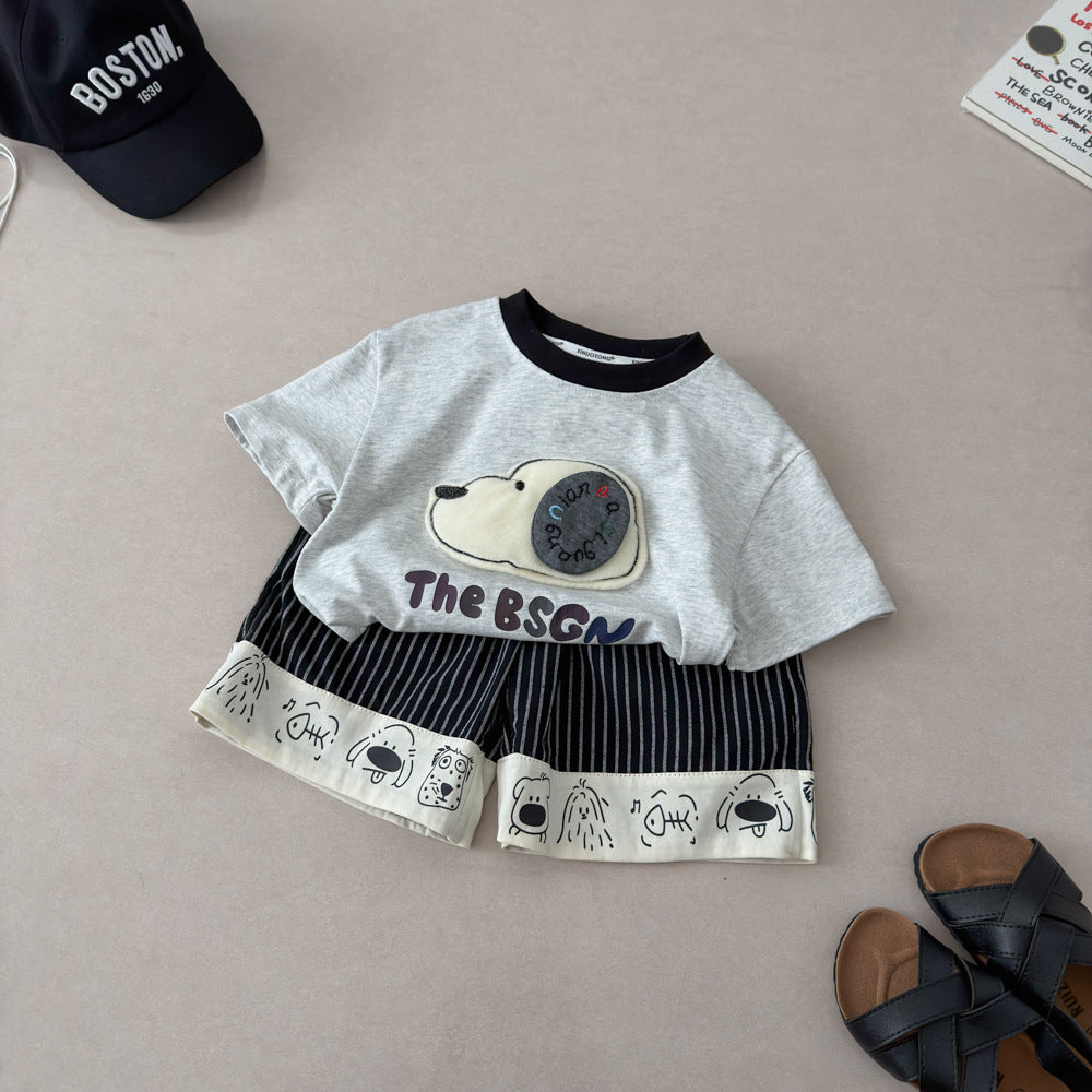 Conjunto de polera y pantalón corto con dibujos animados