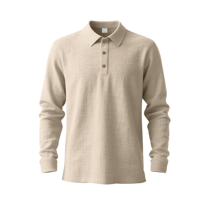 Nuevo Cross-Border Amazon Spring y Otoño Linen Polo Manga Larga Multi-Color Classic Secado Rápido Breathable Versátil Hombre Estilo - foto 5