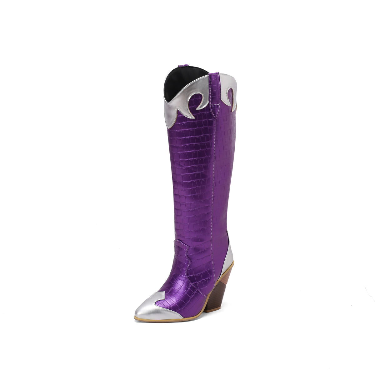 A la Moda Patchwork Leather Knee-high Botas - foto 4