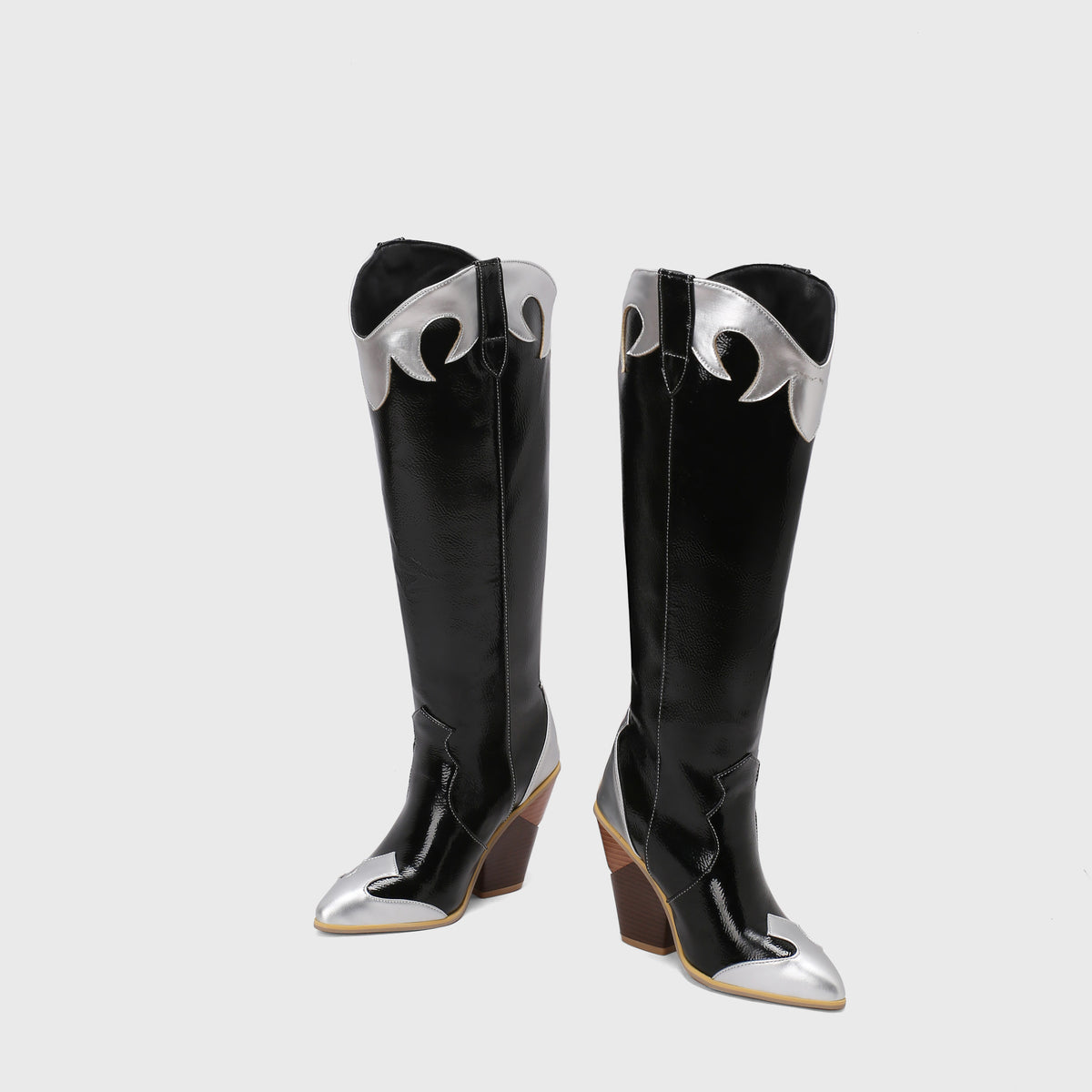 A la Moda Patchwork Leather Knee-high Botas - foto 3