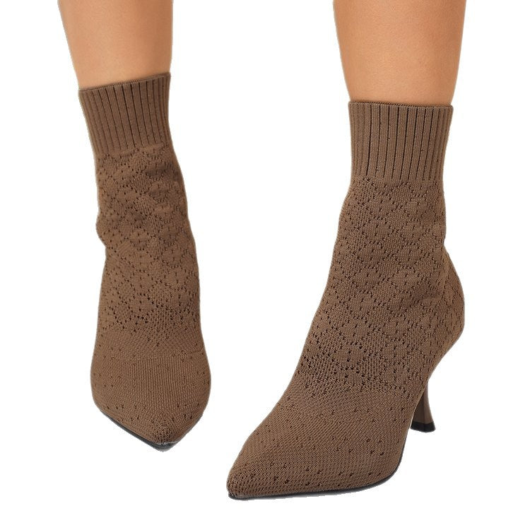 Botas elasticadas en punta con taco aguja para mujer - foto 5