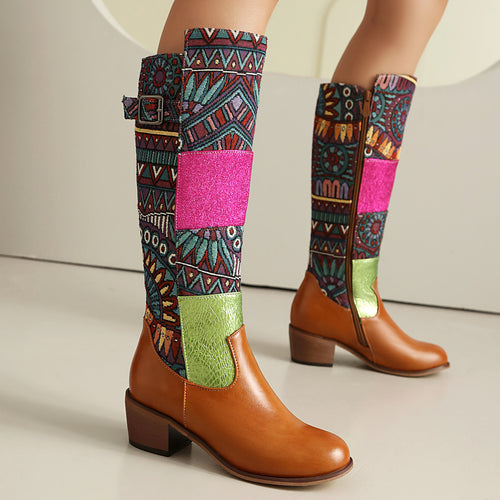 Botas altas retro bordadas estilo étnico - foto 2