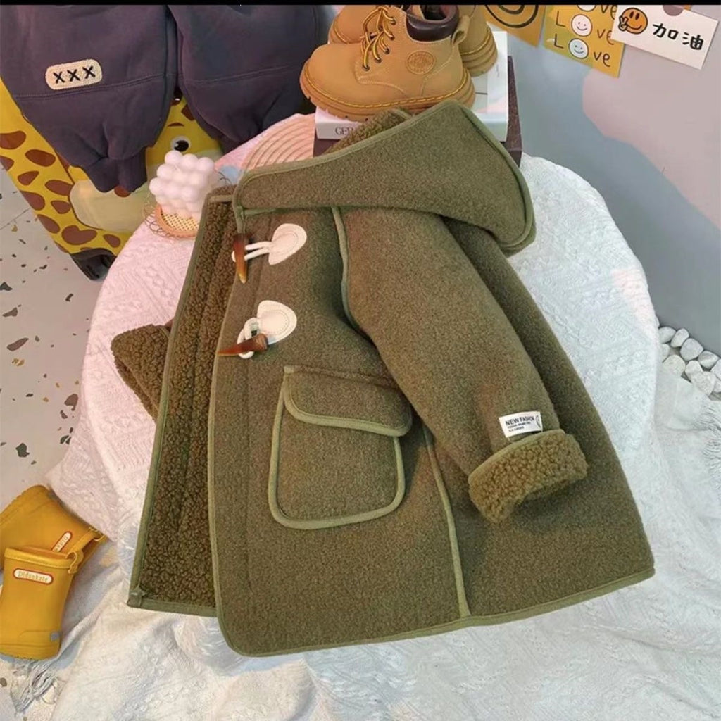 Invierno Forro Polar Manga Larga Hooded Peluche Abrigo