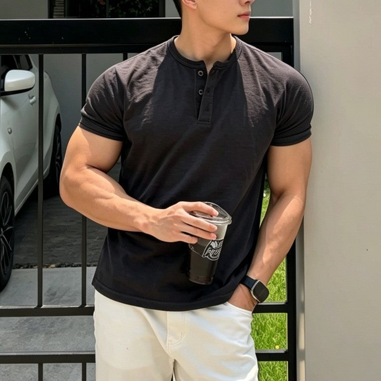 Distressed-Estilo Hombre Manga Corta American Camiseta - foto 7