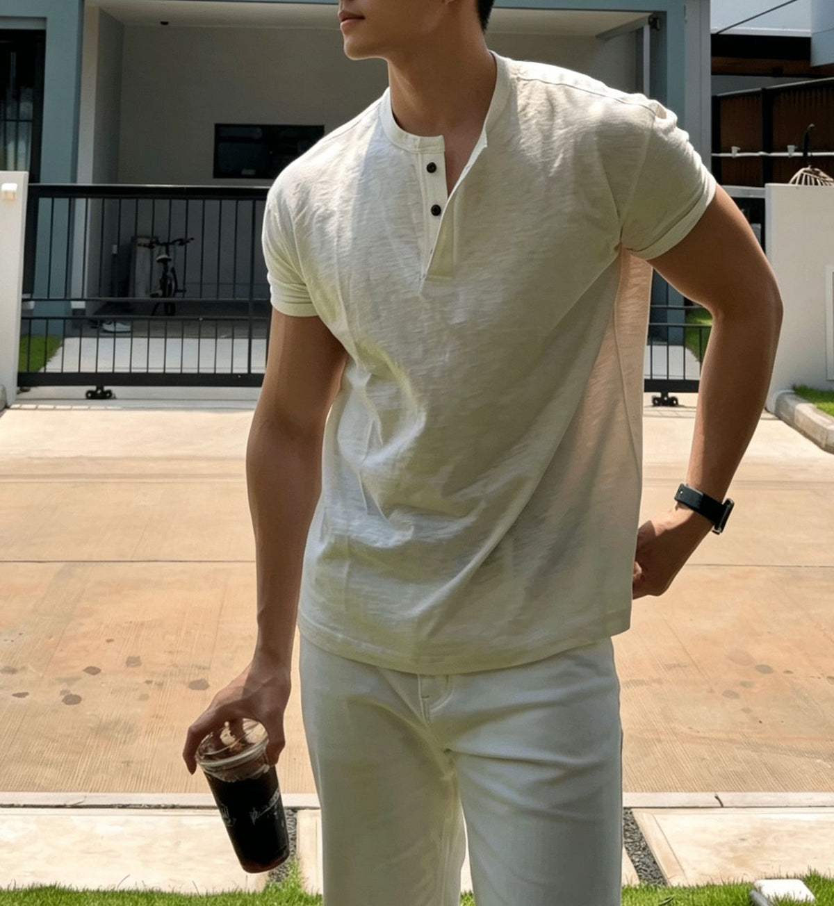 Distressed-Estilo Hombre Manga Corta American Camiseta - foto 3
