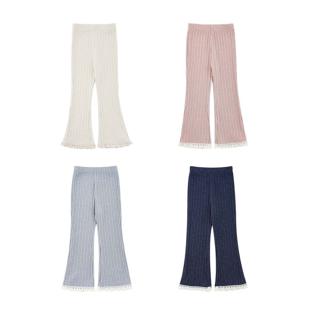 Versátil Niña Ribbed Flared Pantalón con Lace Trim - foto 2