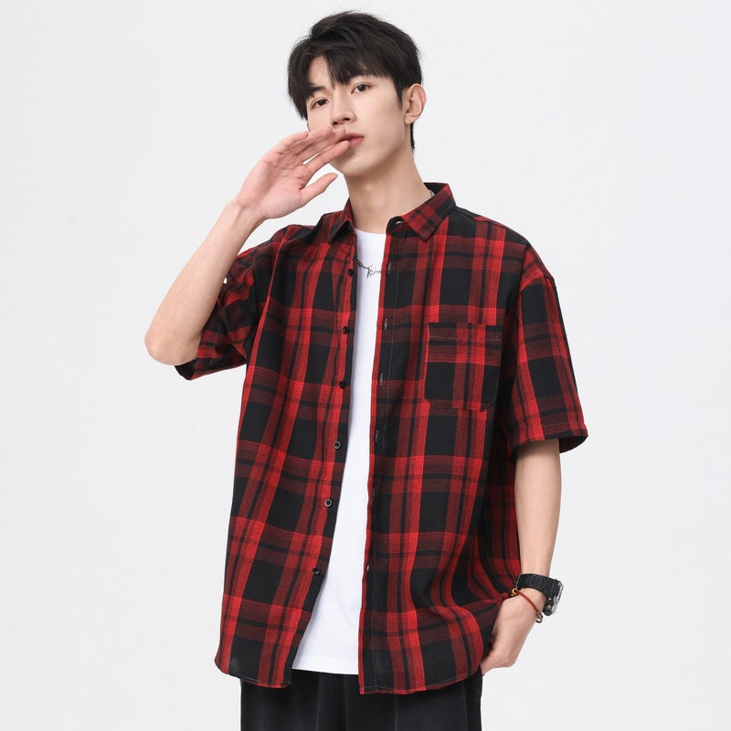 Camisa de verano manga corta estilo japonés para hombre