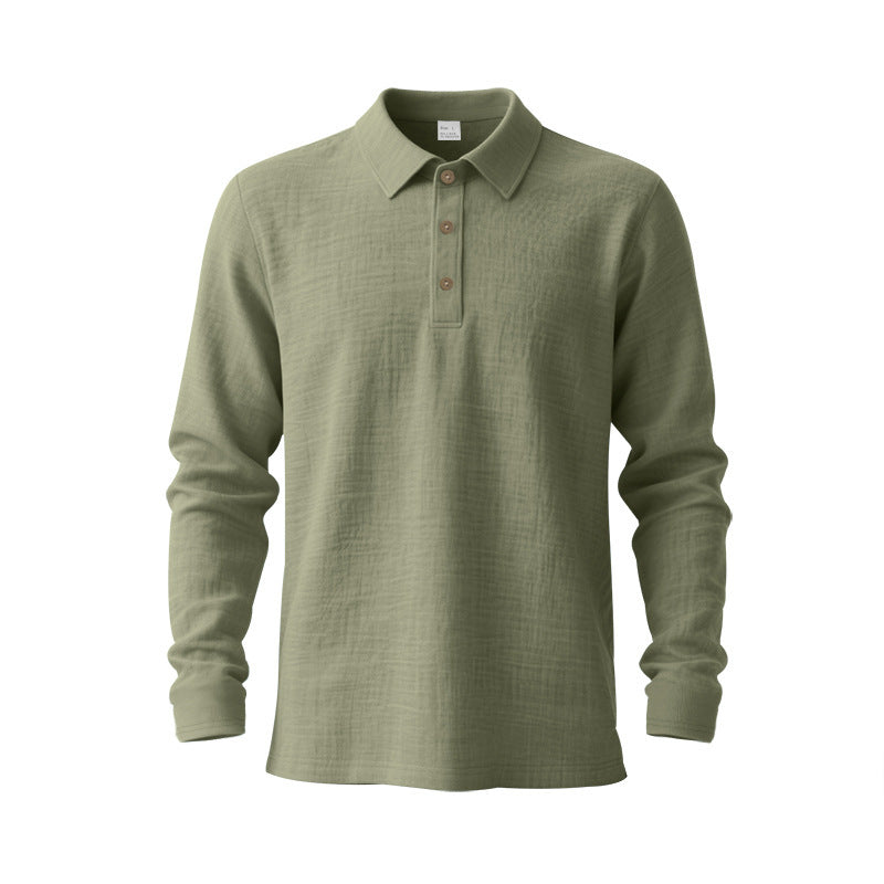 Nuevo Cross-Border Amazon Spring y Otoño Linen Polo Manga Larga Multi-Color Classic Secado Rápido Breathable Versátil Hombre Estilo - foto 8