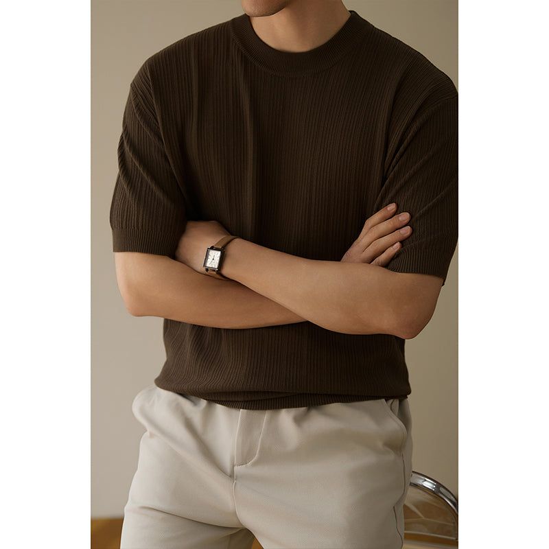 Hombre Half-Neck Anti-Stripe Seda Fría Manga Corta Camiseta para Verano - foto 8