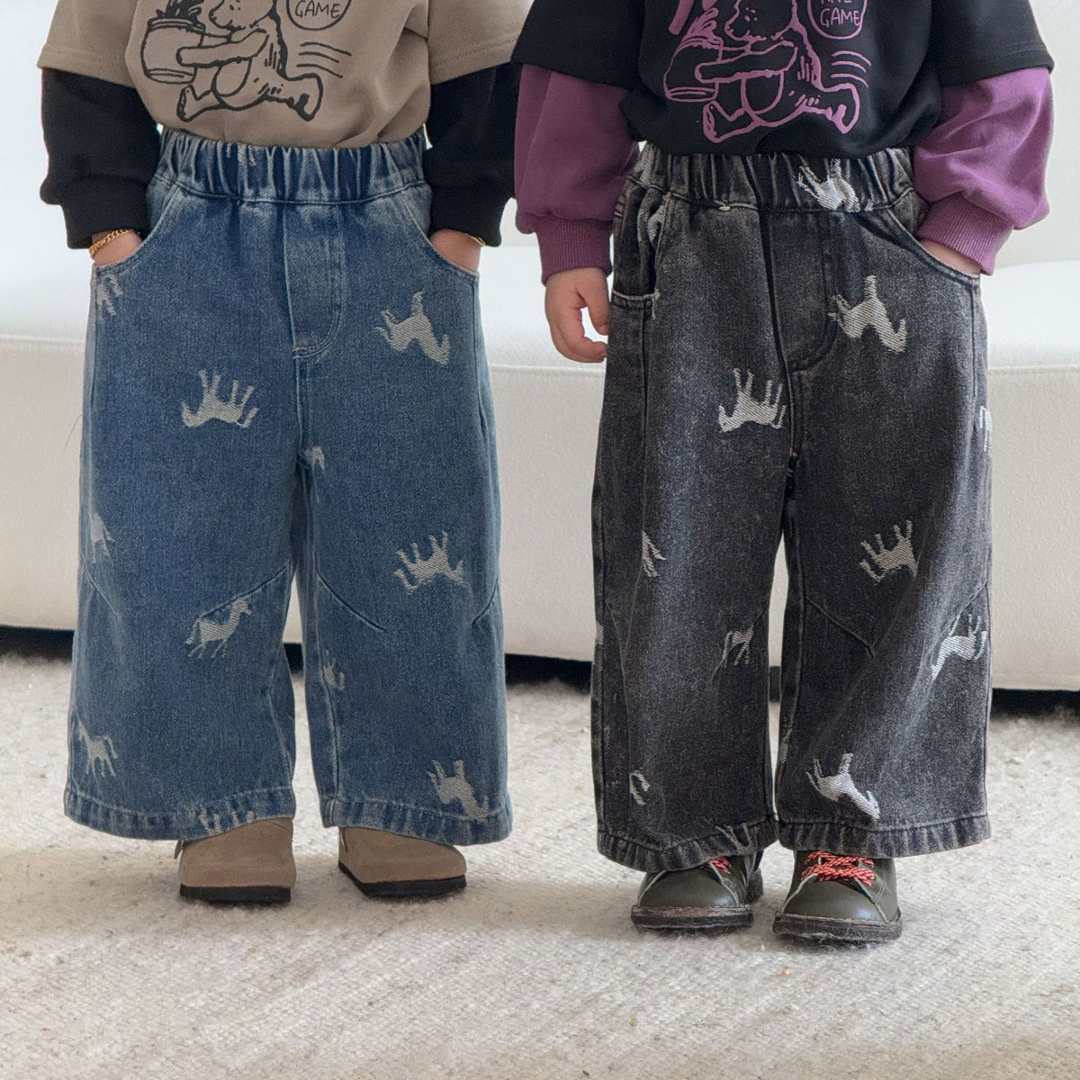 Niños' Denim Pantalón Ajuste Suelto Niño' Pierna Ancha Pantalón - foto 5