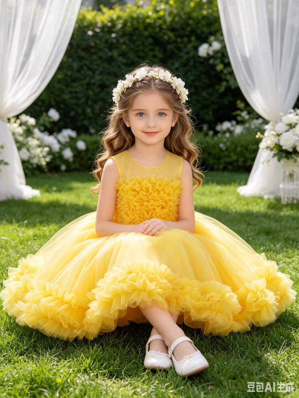 Niña' Formal Vestido, Festive Performance Conjunto, Tulle Puffy Vestido - foto 3