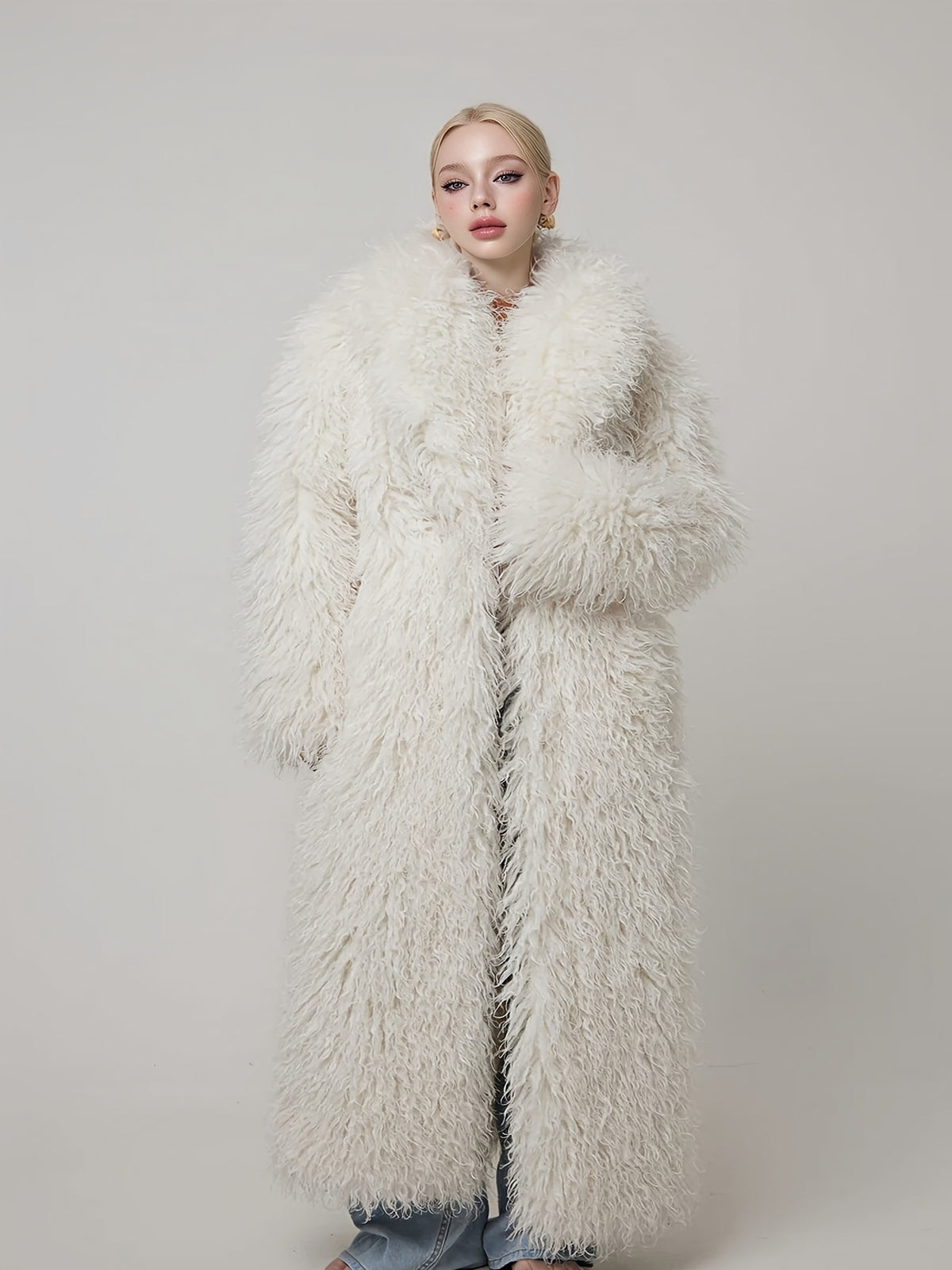 Mujer Mid-length Abrigo Traje-collar Overcoat Extra-thick