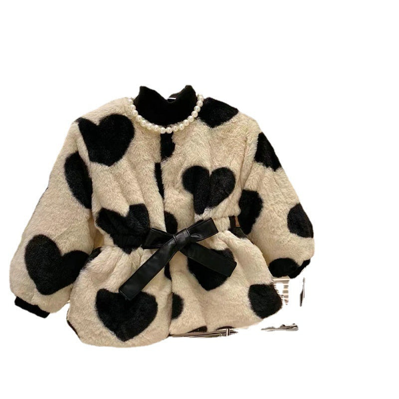 Algodón-padded Thickened Cow-patterned Topcoat con Heart Design - foto 5