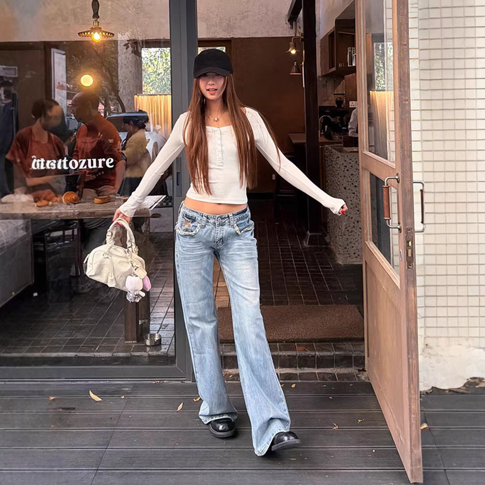 Mujer Casual Estilo Americano Straight-leg Jeans