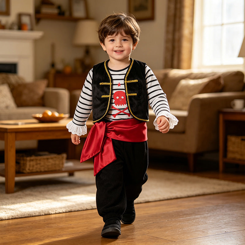 Niño' Pirate Three-Piece Halloween Party Costume