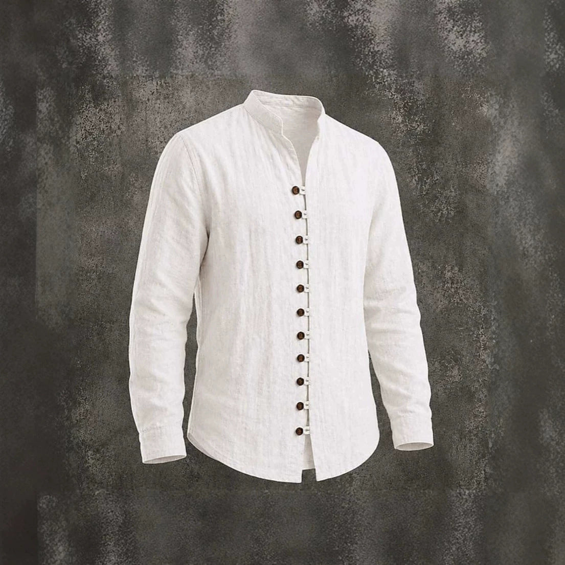 Camisa retro cuello mao manga larga holgada para hombre - foto 4