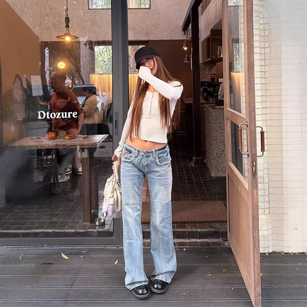 Mujer Casual Estilo Americano Straight-leg Jeans - foto 5