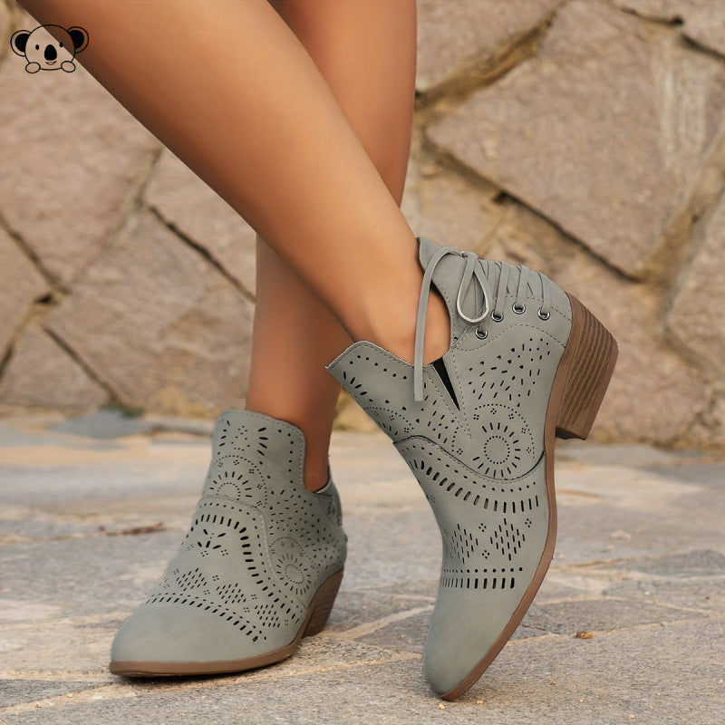 Botines de gamuza taco bajo para mujer - foto 2