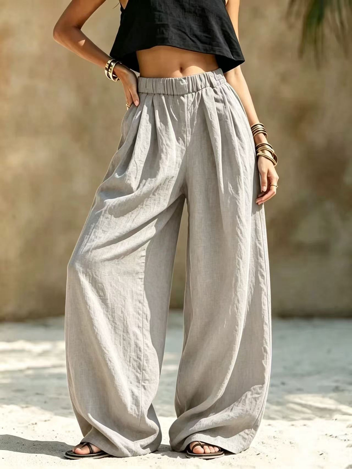 A la Moda Casual Ajuste Suelto Versátil Pantalón con Pockets y An Elastic Waistband - foto 4