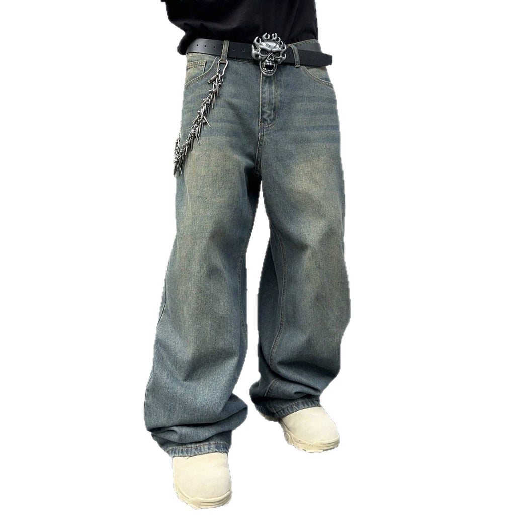 Pantalón de mezclilla ancho lavado retro para hombre - foto 2