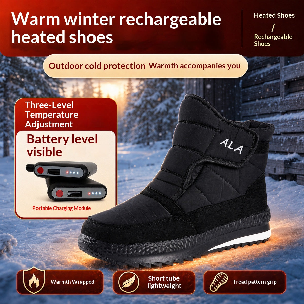 Outdoor Abrigado Botas de Nieve con Charging y Walkingpowered Heating - foto 5