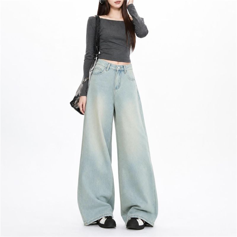 Pantalón de mezclilla holgado y cómodo de pierna ancha - foto 4