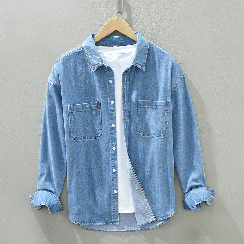 Hombre Algodón Denim Manga Larga Chaqueta