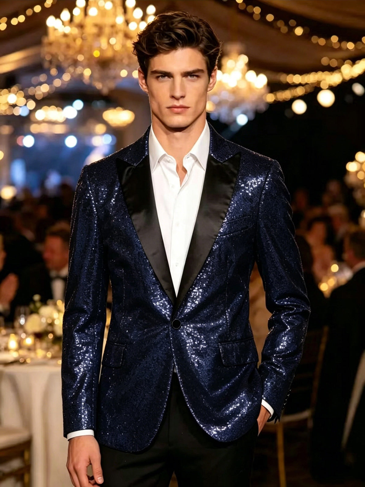 Sparkling Stage Performance Nightclub-Estilo Traje y Gown