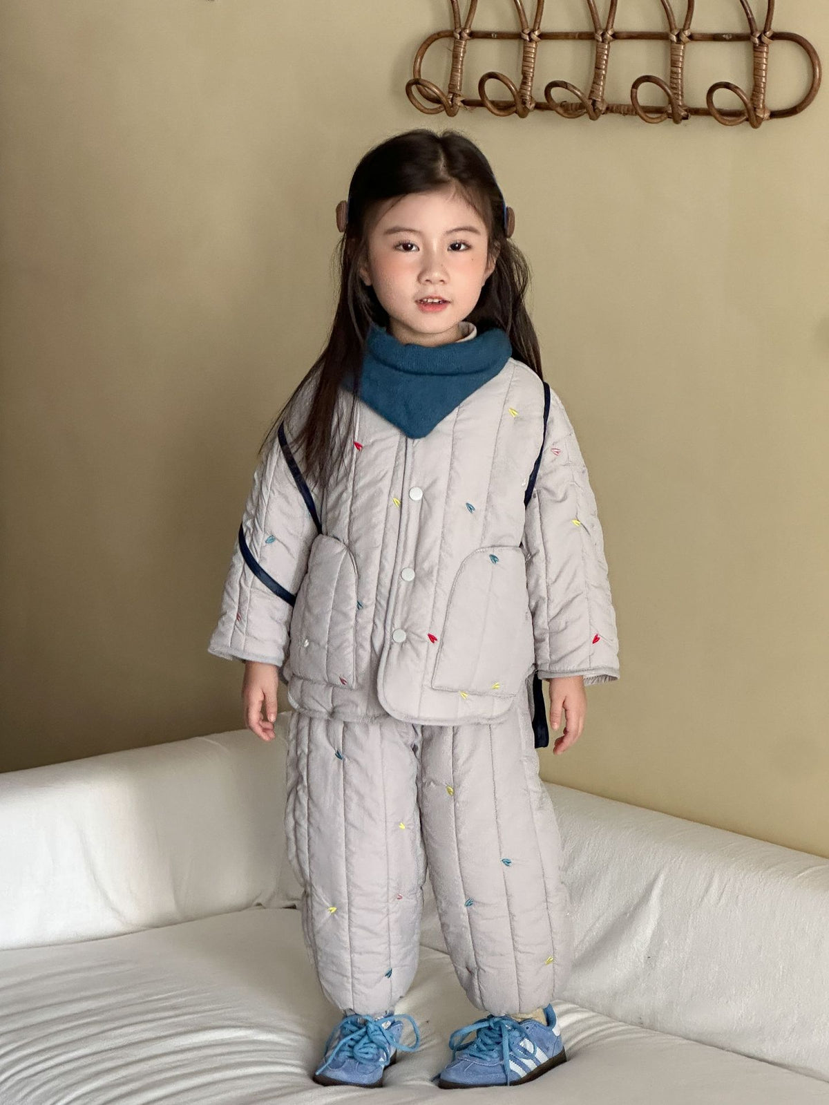 Niños Algodón-padded Conjunto Forro Polar Abrigado Ropa