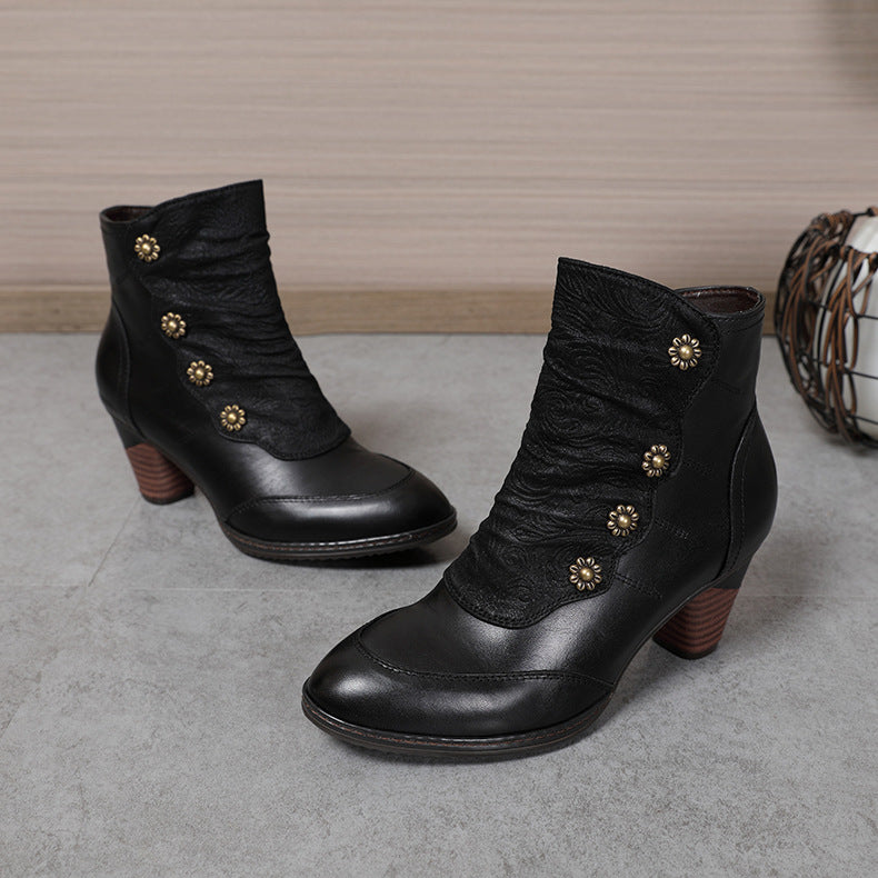 Botas retro desgastadas de taco bajo hechas a mano - foto 7