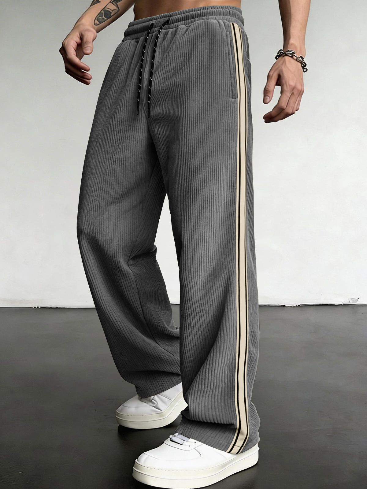 Breathable Drawstring-Cintura Ajuste Relajado Outdoor Casual Straight-leg Trousers - foto 6