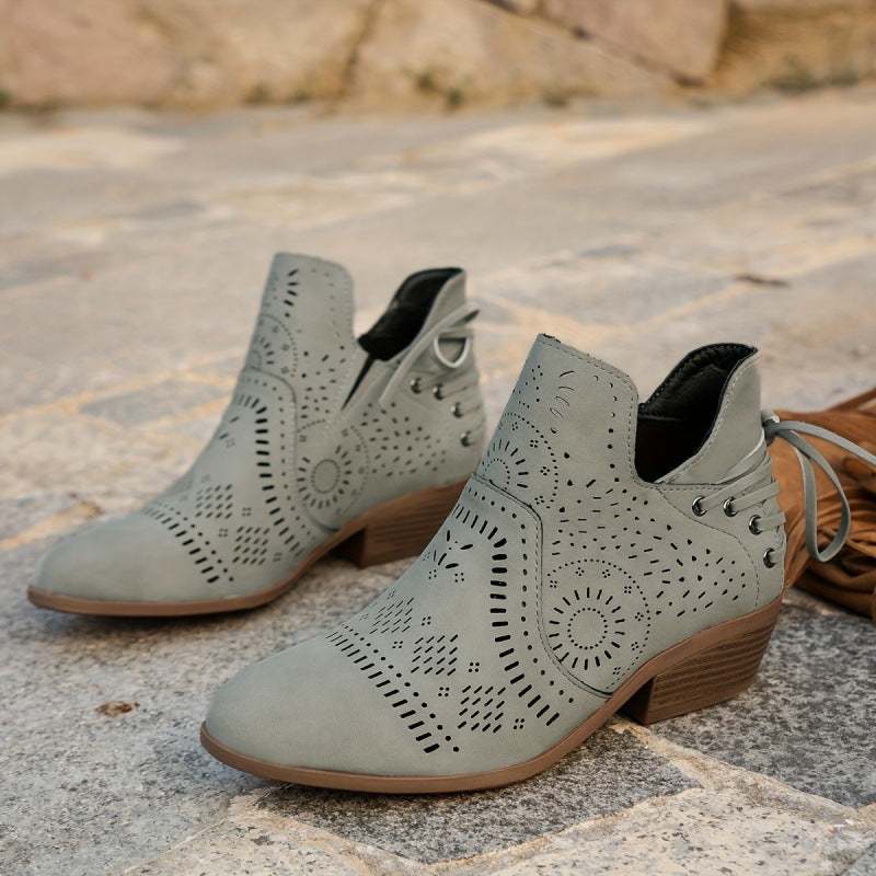 Botines de gamuza taco bajo para mujer - foto 7