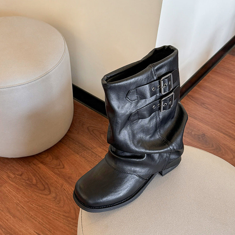 Botines de cuero negro con suela gruesa - foto 3